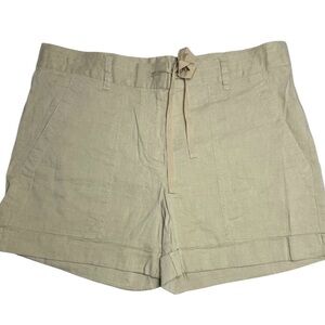 Theory Tan Linen Blend Tie Front Shorts Size 0